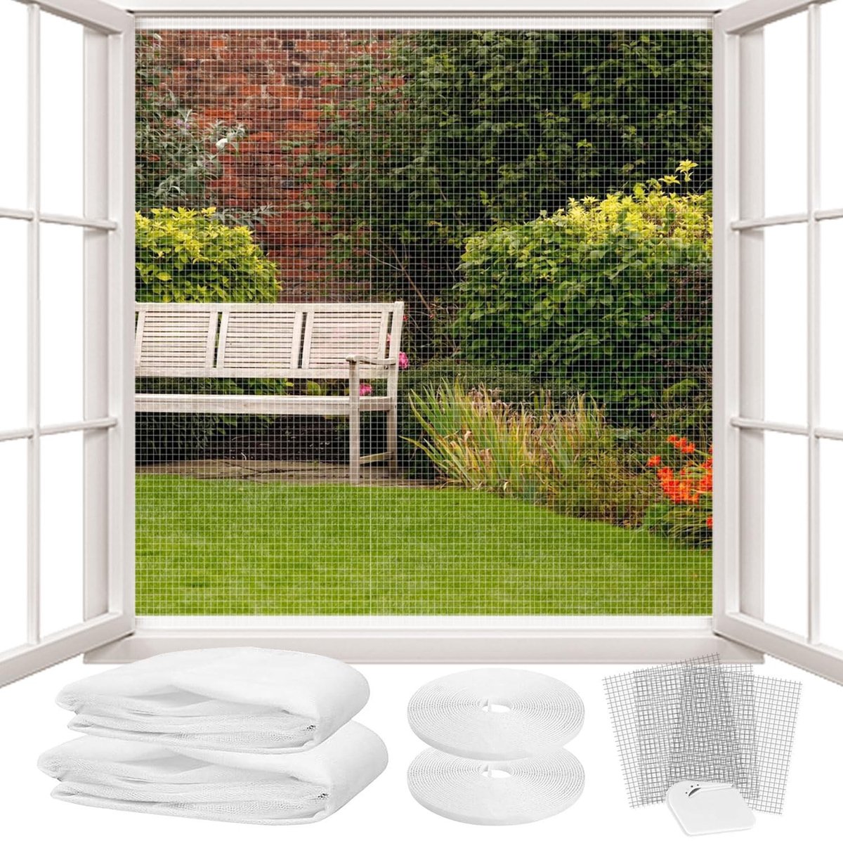 Dailygoods- Vliegengaas voor Ramen - Verstelbaar - Insectenbescherming - Fijnmazig - Corrosiebestendig - 150 x 180 cm - Insectengaas