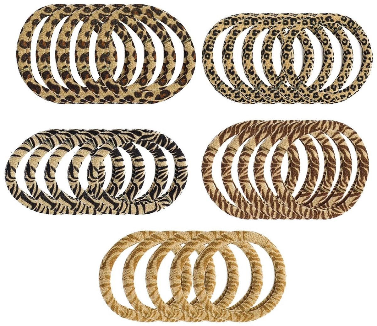 Dailygoods- Haarelastiekjes 25 Stuks - Naadloze/Elastische - Luipaardprint - Zachte Haarbanden - Voor Vrouwen/Meisjes - Lichtgewicht en Gemakkelijk Mee Te Nemen