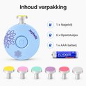 Inhoud van de verpakking: Joybelli elektrische babynagelvijl, 6 opzetstukken en 1 AAA batterij.