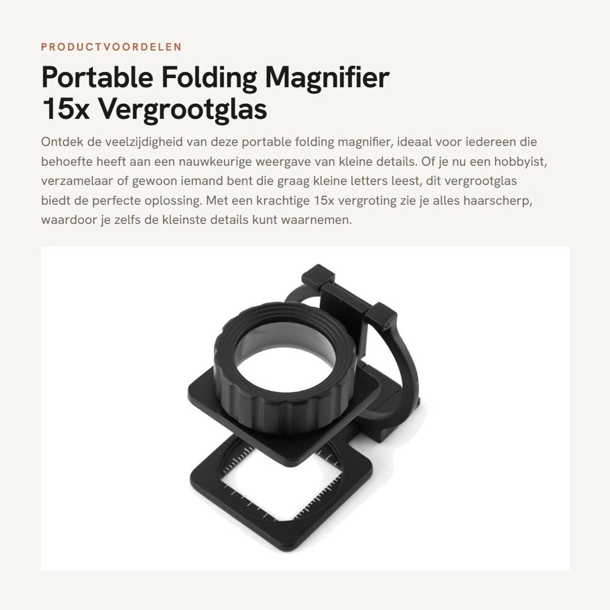 Dailygoods- Vergrootglas 15x Vergroting - Draagbaar/Opvouwbaar - Lensdiameter 28 mm - Zinklegering - Compact - Hoogwaardige Kwaliteitslens - Loep