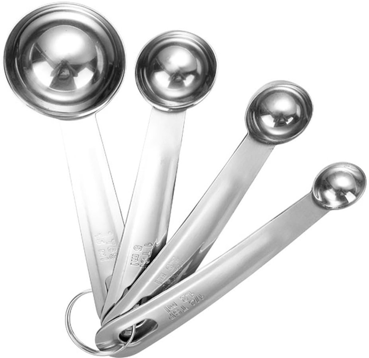 Dailygoods- Koffiedoseerlepel Set - 4 Roestvrijstalen Maatbekers - 1,25ml/2,5ml/5ml/15ml - Duurzaam - Praktisch Ontwerp - Gemakkelijk Schoon te Maken - Maatbeker