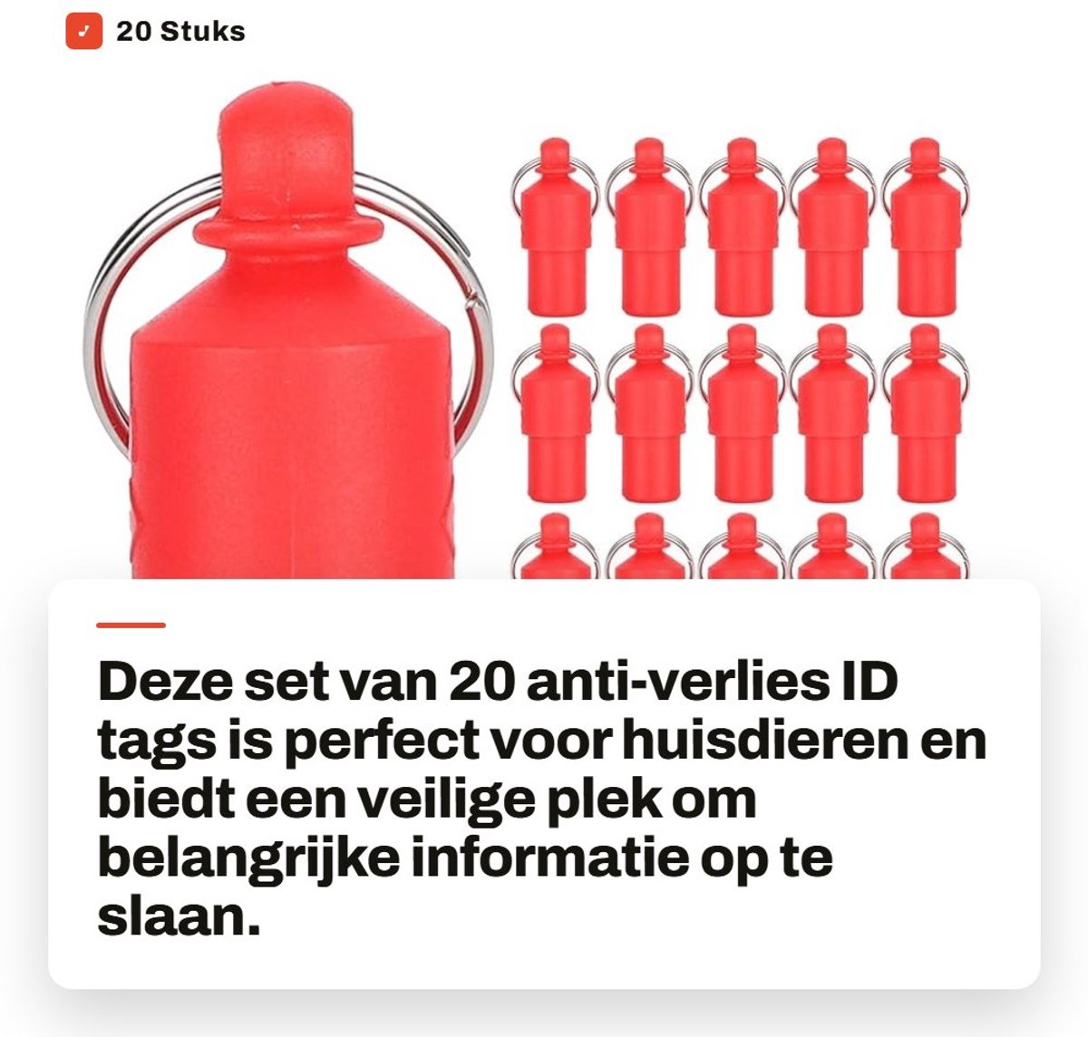 Dailygoods- Pet ID Tag Waterdichte Buis - 20 Stuks - Anti-Verloren Label - Kraag Hanger - Naamplaat voor Huisdieren - Gemakkelijk te Bevestigen - Huisdierlabel