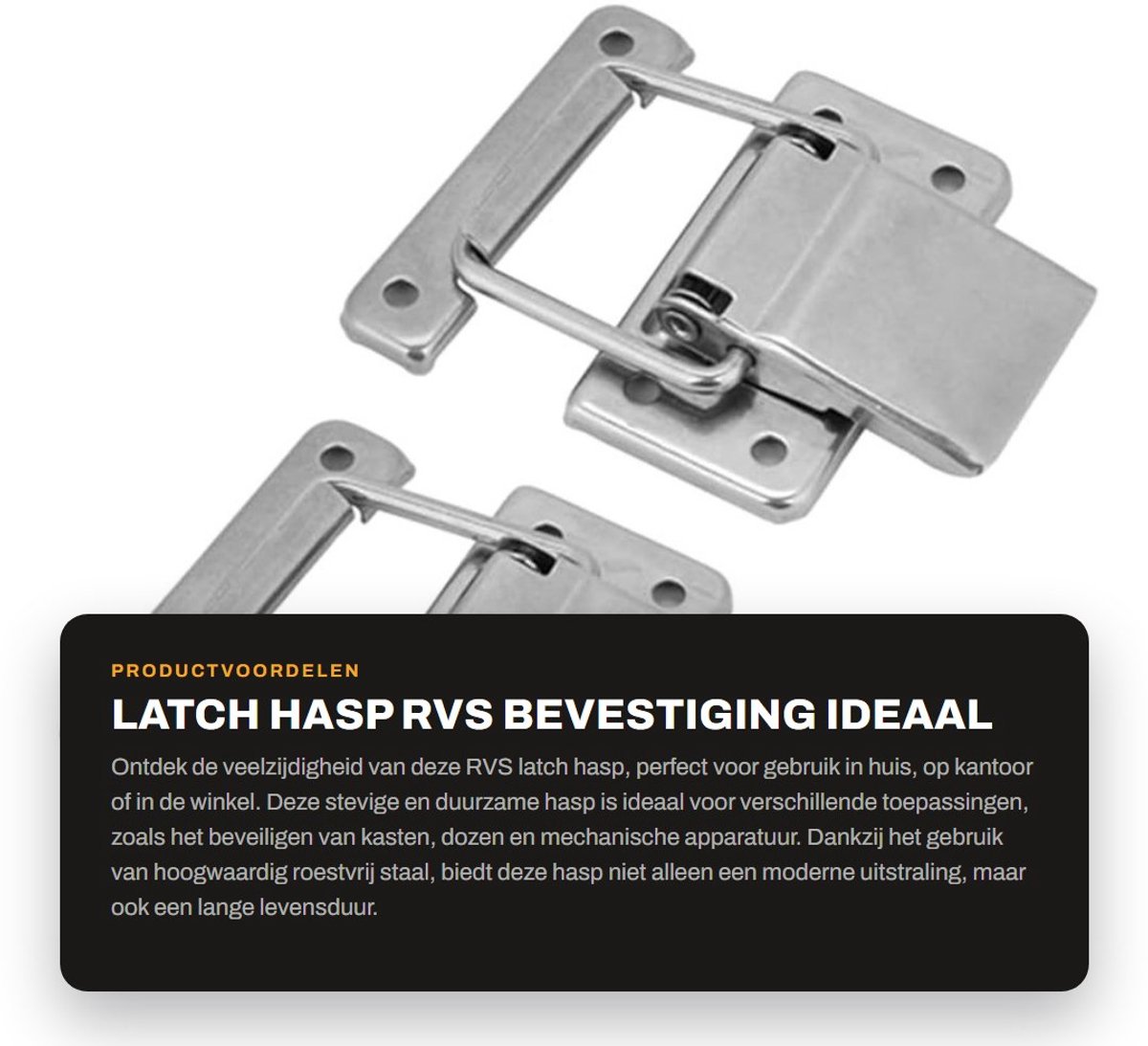 Dailygoods- Vergrendelingsgrendel 2-delig - Roestvrijstalen Hardware - Veerbelaste Vergrendeling - Anti-corrosie - Eenvoudig te Installeren - Ideaal voor Kasten