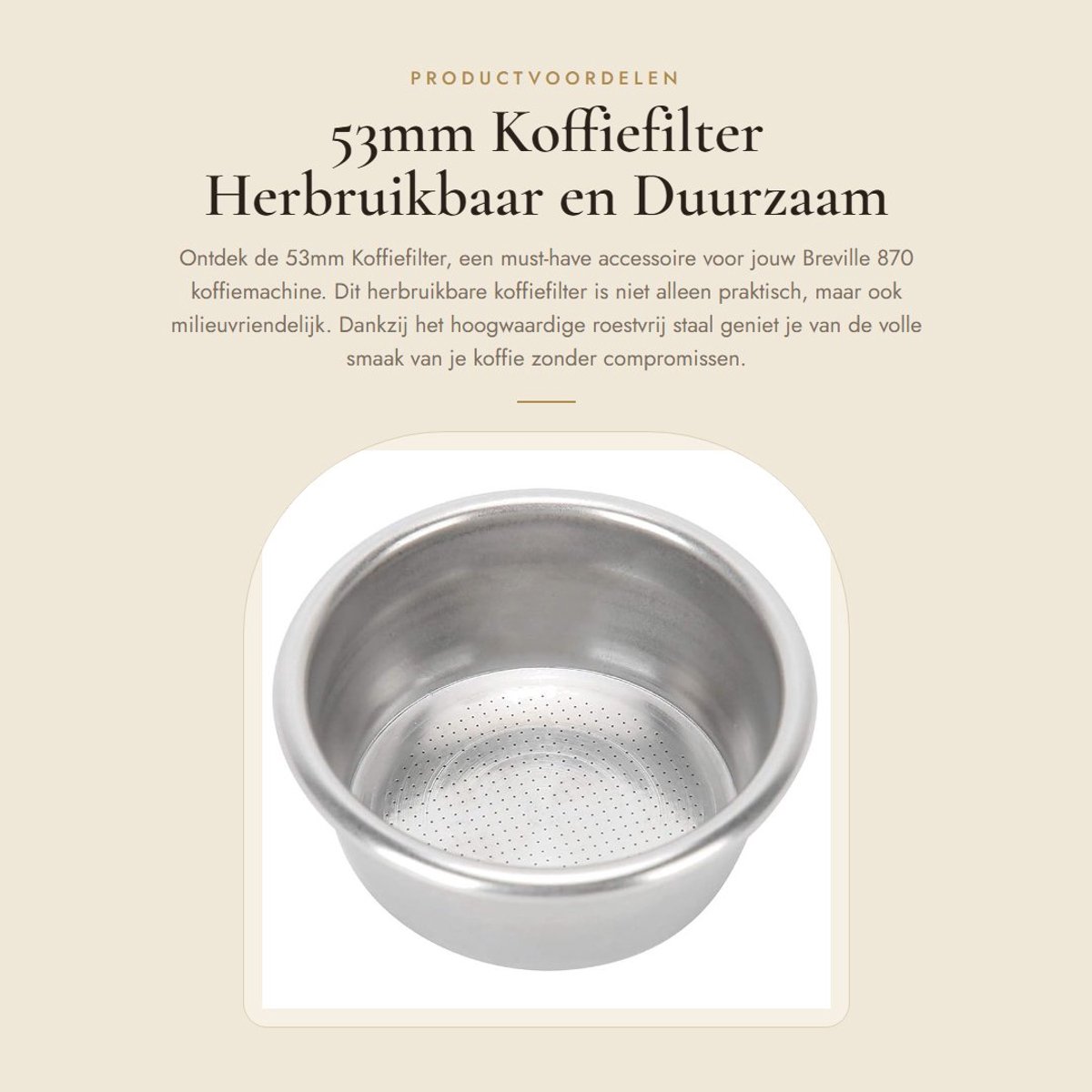 Dailygoods- Filtermand 53mm - Herbruikbaar Koffiefilter - RVS Zeef - Koffiemachine Accessoire - Eenvoudig te Installeren - Duurzaam en Milieuvriendelijk