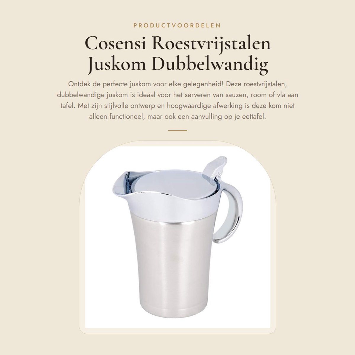 Dailygoods- Juskom Dubbelwandig Geïsoleerd - Roestvrij Staal - Sauskan met Deksel - Stofdicht - 750ml - Ideaal voor Jus en Vloeistoffen - Sauskom