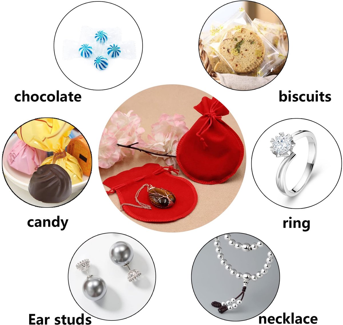 Dailygoods- Fluwelen Zakjes 20 Stuks - Cadeauzakjes - Sieradenzakjes - Draagbaar - 9 x 7 cm - Duurzaam en Herbruikbaar