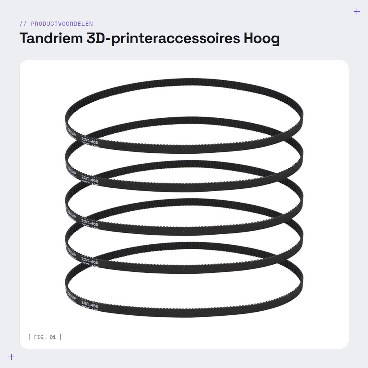 Dailygoods- Tandriem 400 mm - 3D-printeraccessoires - Rubber - 2GT systeem - Hoge prestaties - Geschikt voor lineaire aandrijving - Distributieriem