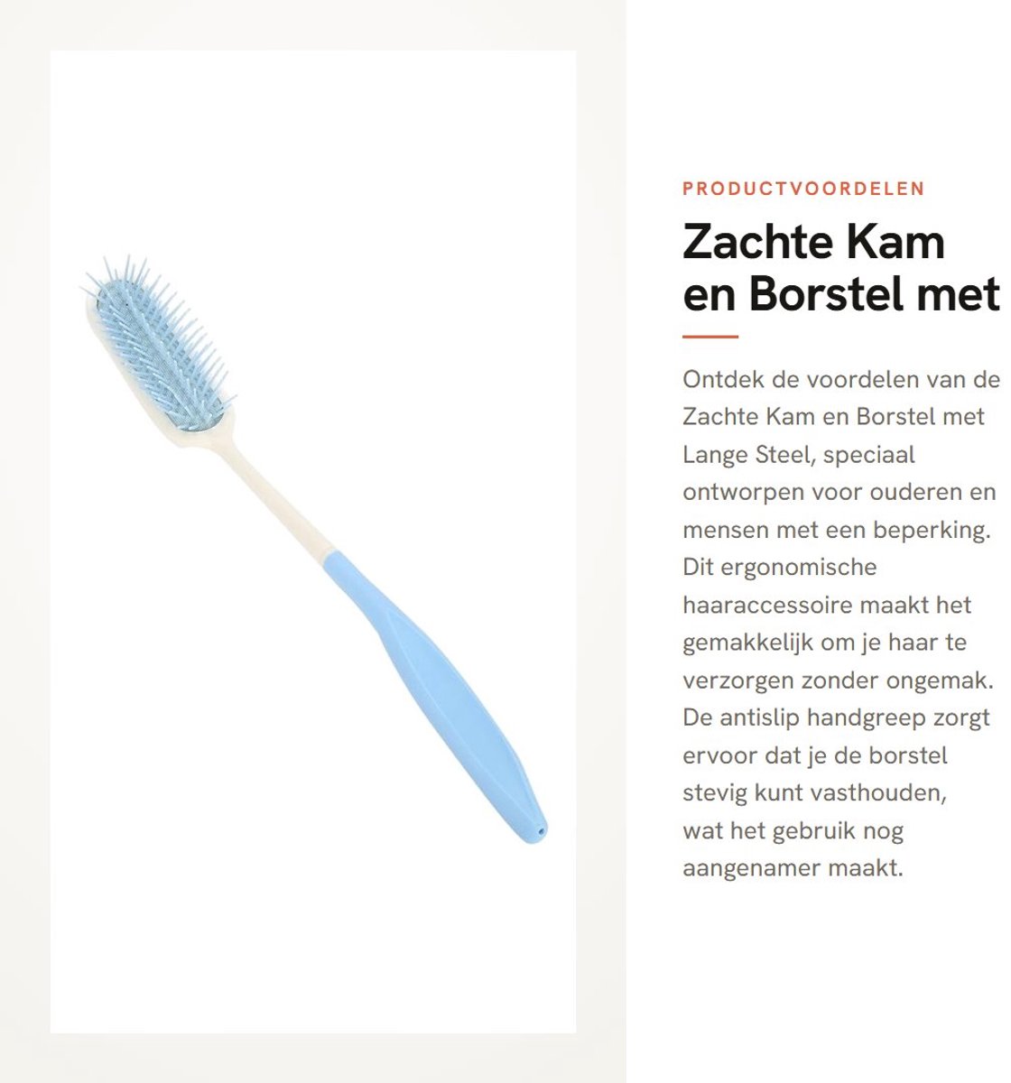 Dailygoods- Haarborstelkam Antislip - Zachte Kam - Ergonomische Borstel met Lange Steel - Haaraccessoire voor Ouderen - Gehandicapten - Verbeter je leven