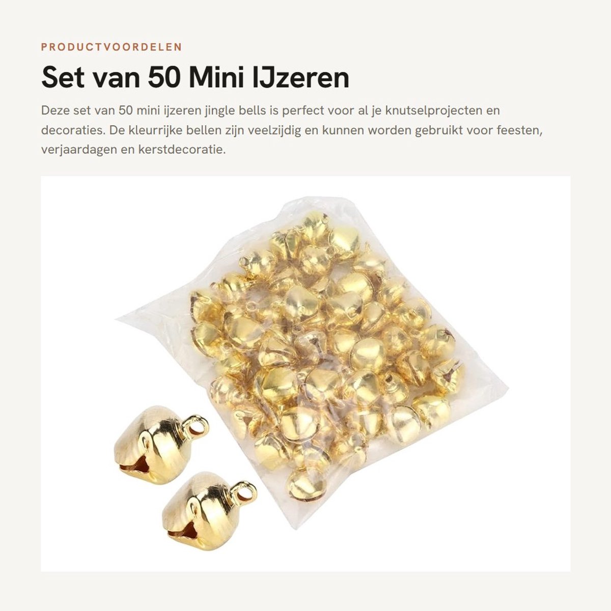 Dailygoods- Jingle Bells 50 Stuks - Mini IJzeren Bellen - Decoratieve Bellen - Knutselbellen - Herbruikbaar - Sterk en Duurzaam