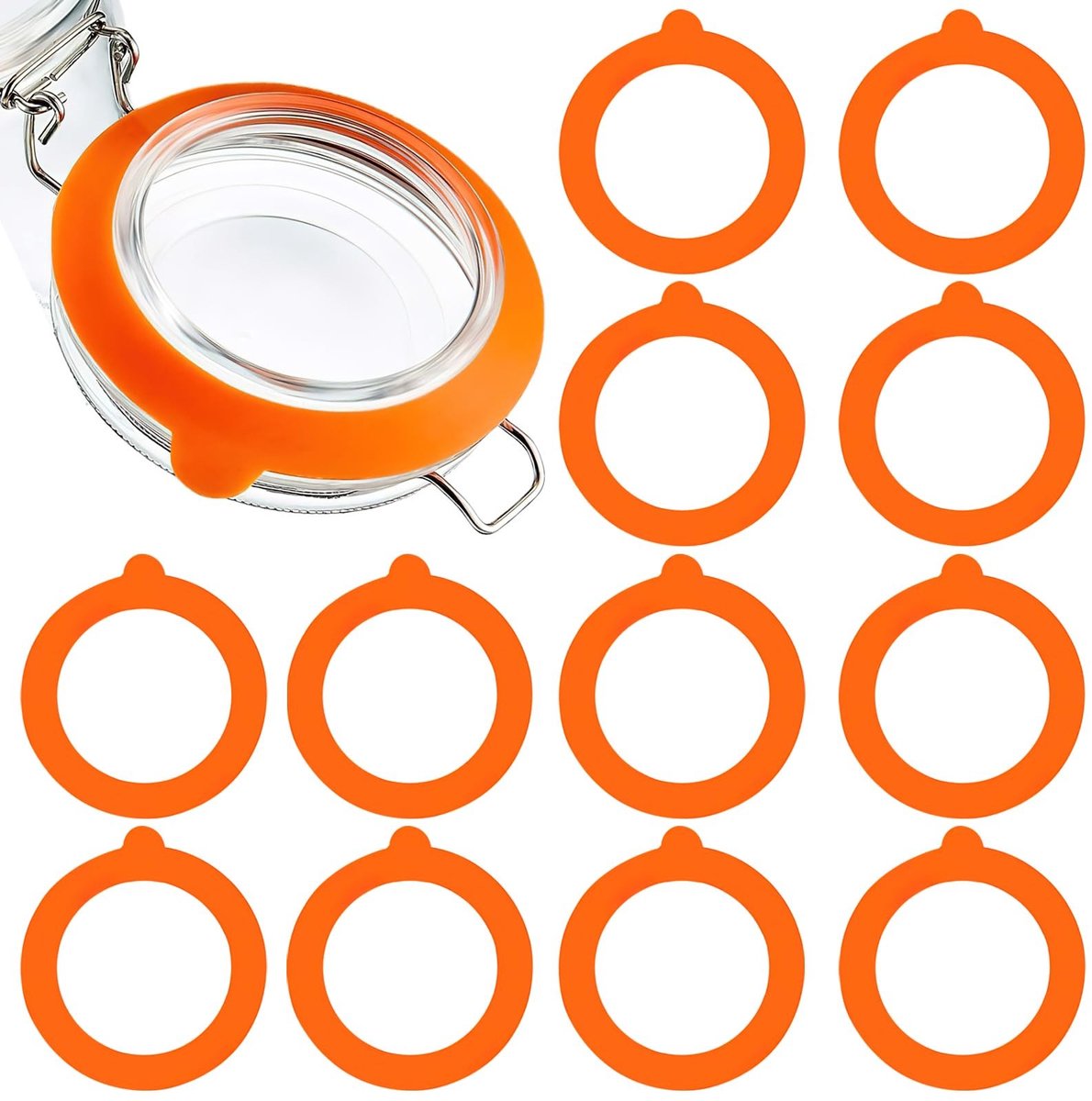 Dailygoods- Afdichtingen 12 Stuks - Siliconen Afdichtingen - Vervangende Inmaakringen - Rubber Afdichtringen - Levensmiddelen Geschikt - Hittebestendig en Duurzaam