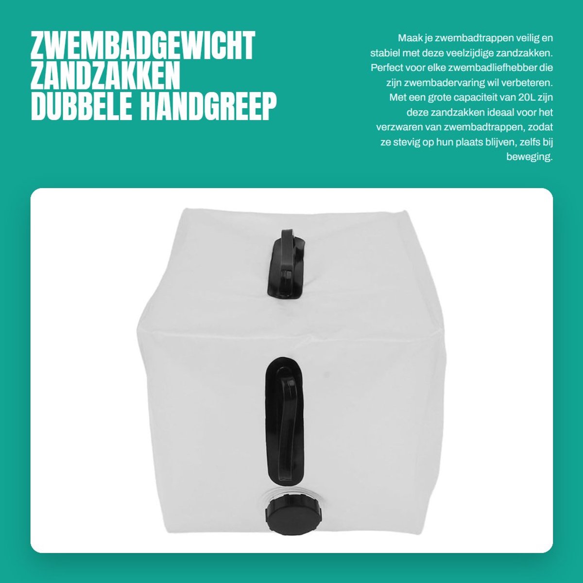 Dailygoods- Zwembadgewicht 20L Grote Capaciteit - Zandzakken - Waterdicht - Opvouwbaar - Dubbele Handgreep - Verbeterde Stabiliteit - Zandzak