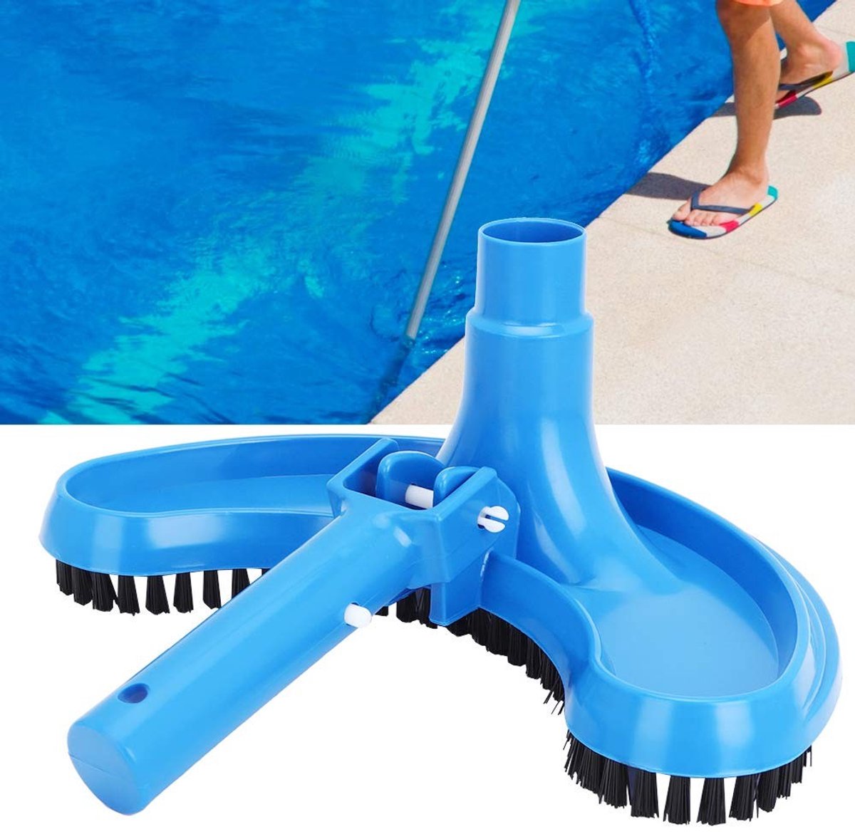 Dailygoods- Zuigborstel 2-in-1 - Zwembadreiniger - Bodemzuiger - Eenvoudige montage - Antislip borstel - Geschikt voor slangen 3 cm - Zwembadzuiger