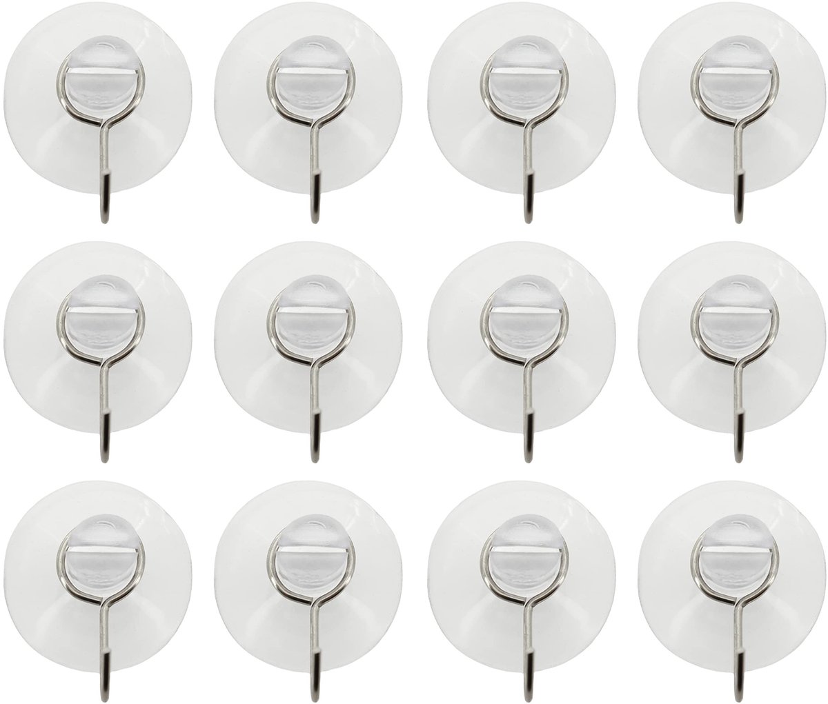 Dailygoods- Zuignaphaken Set van 12 - Transparante Zuignappen - Voor Ramen/Glas - Geen Boren/Niet Plakken - Herbruikbaar - Ideaal voor Decoraties