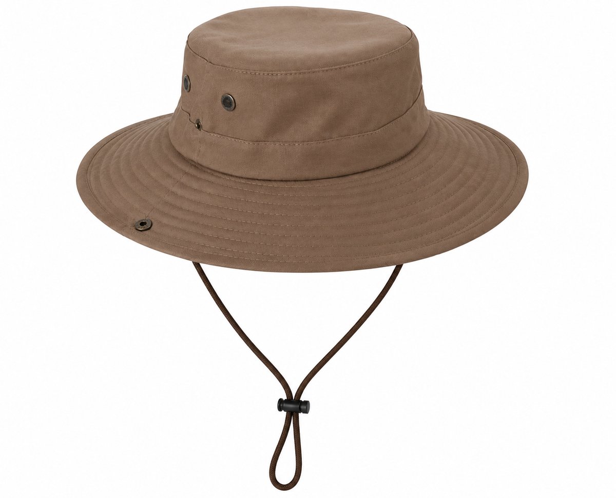 Safari Hoed - Heren Dames Maat 56/58 Outdoor Vissershoed Zonnehoed Jungle Hoed Cowboy Hoed - Lichtbruin Bruin