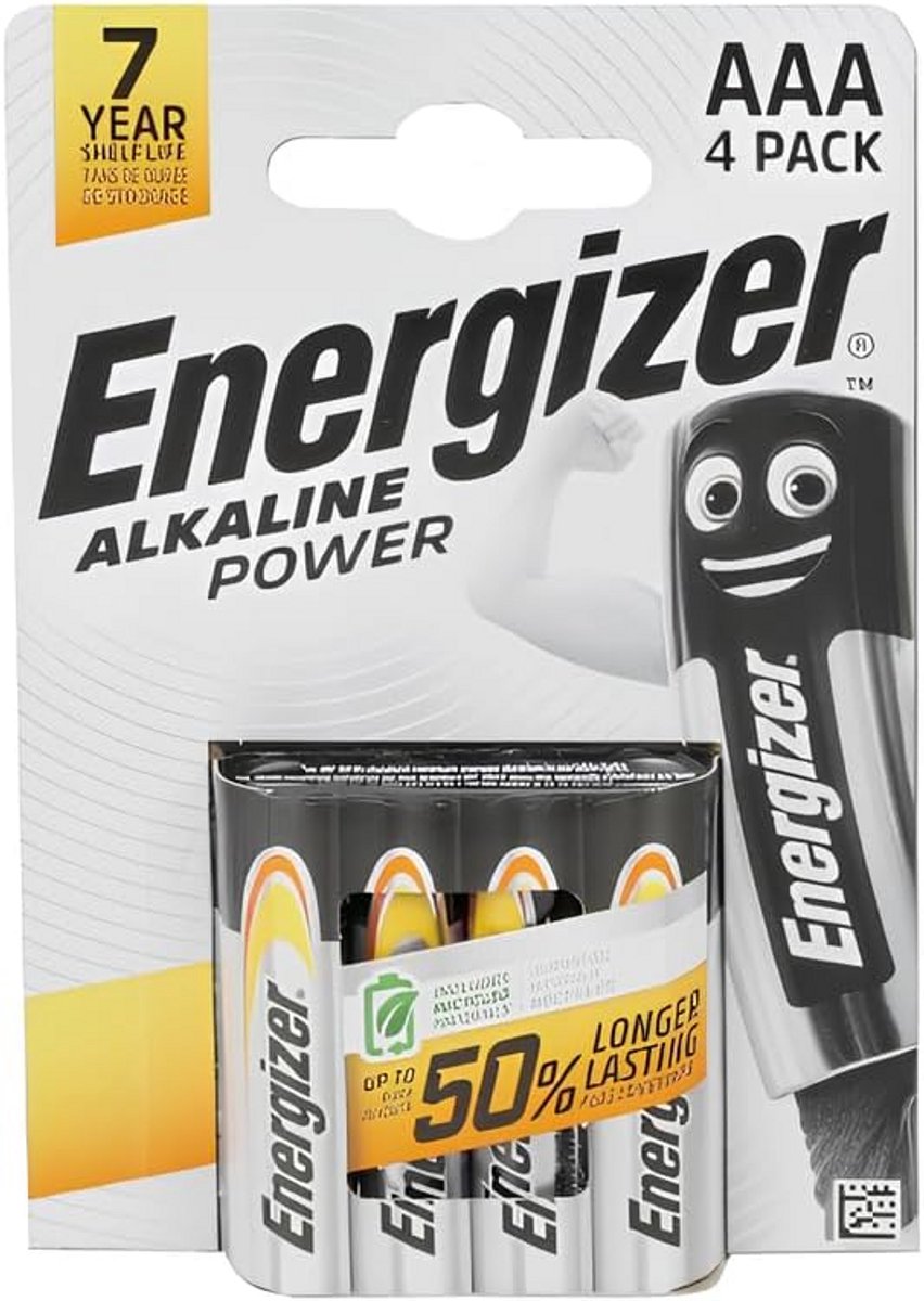 Batterijen AAA - Mini Alkaline - Dagelijkse Apparaten - Langdurige Energie - 4 Stuks - Zilver