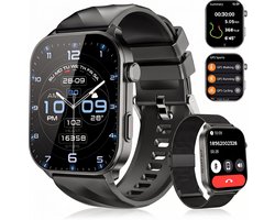 Synyq Axis GPS Smartwatch Dames en Heren - 2 Bandjes - Waterdicht - Belfunctie - Stappenteller - Hartslagmeter - Slaapmonitor - Multisport - Geschikt voor Android en iOS - Zwart
