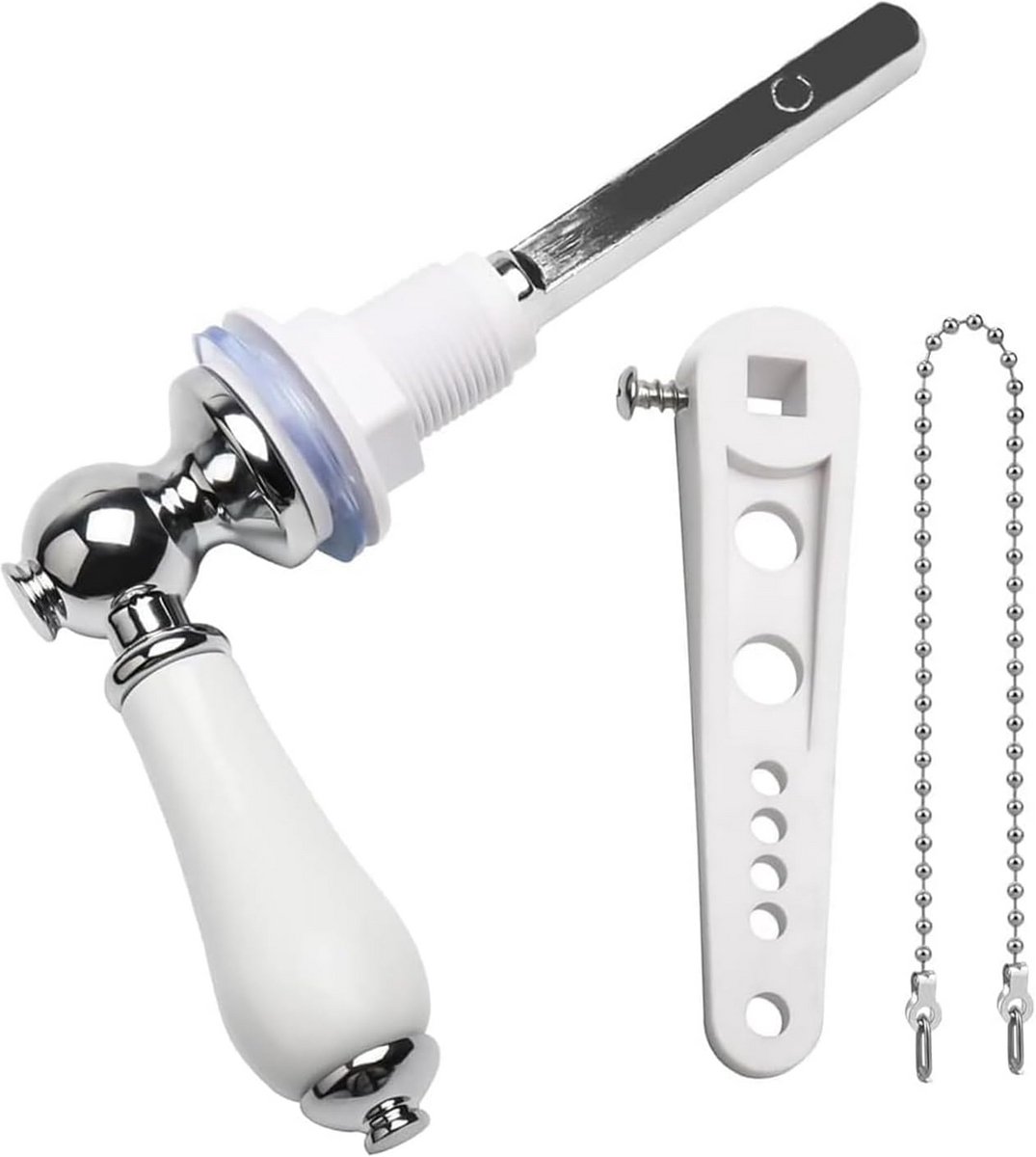 Keramische toiletspoelhandgreep - Spoelhendel vervanging - Toilet reparatie - Universele pasvorm - 10.1 cm x 15 cm - Chroom