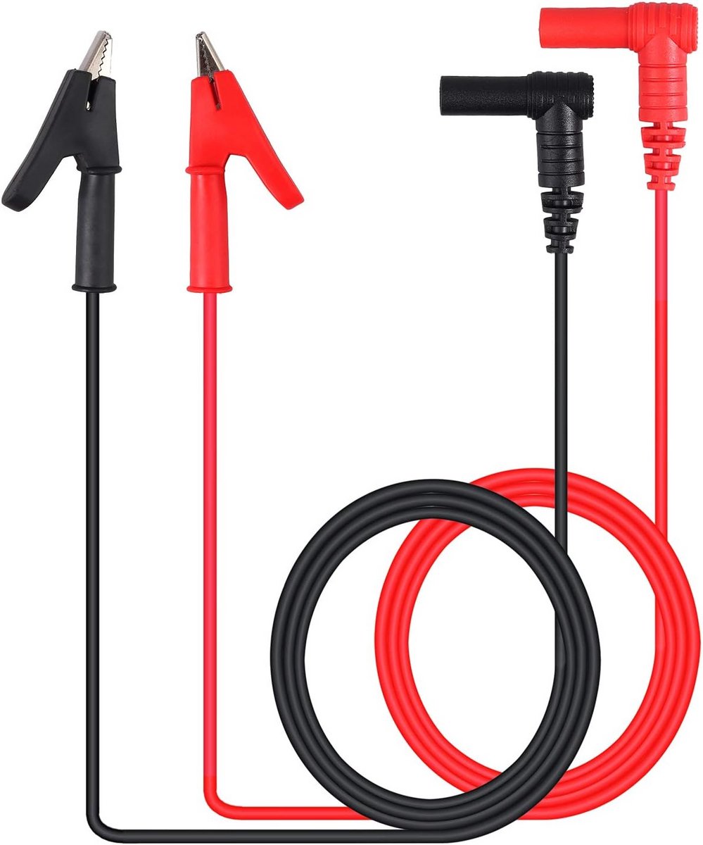 Testapparaat Kabel - Meetkabel Set - Elektrisch Testen - Banaan naar Klem - 08 Meter - Zwart Rood