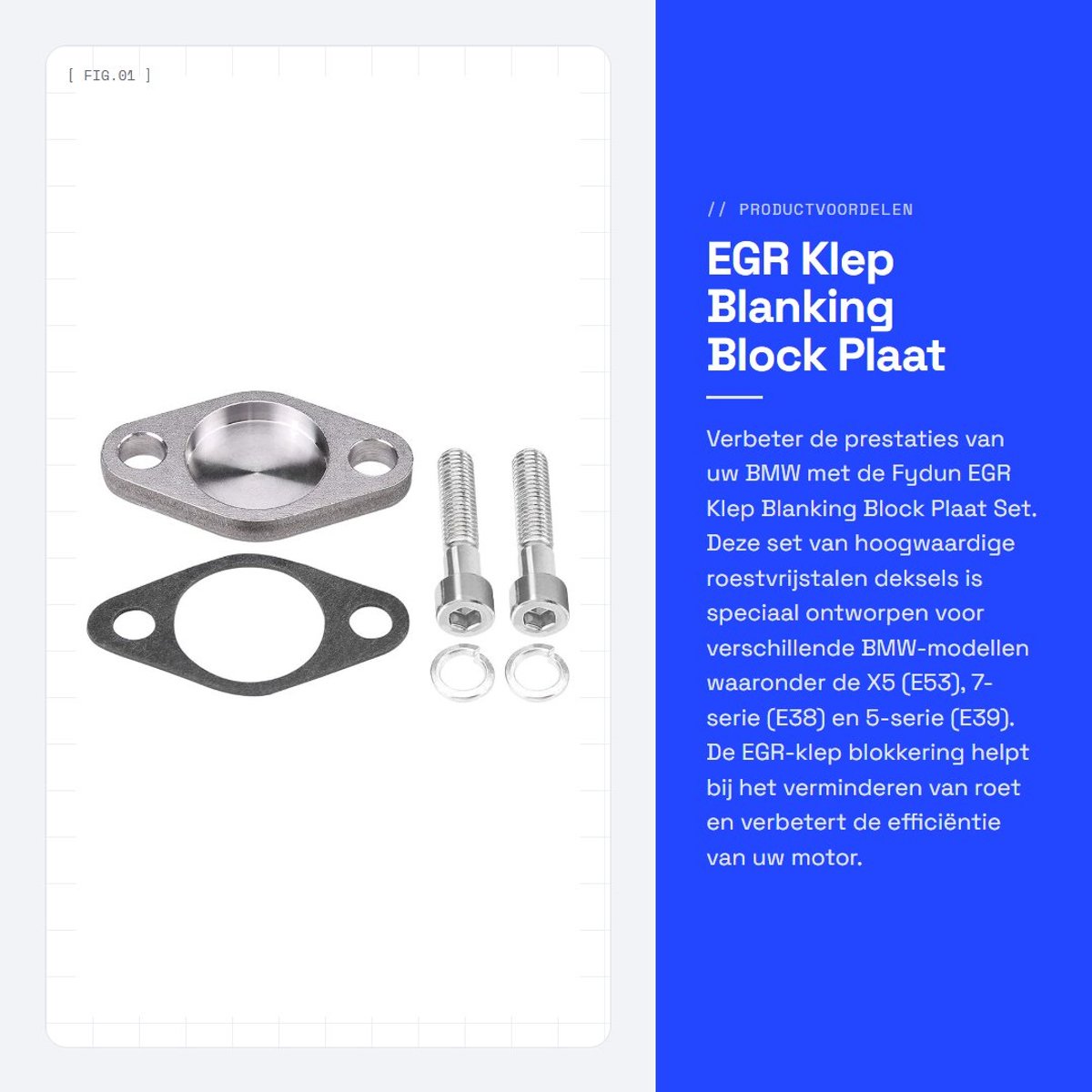 Dailygoods- EGR Klep Set - Dekplaat/Beugel - Roestvrij Staal - Inclusief Schroeven - Voor X5/E53 - E38/E39 730d/530d - EGR Blokkering