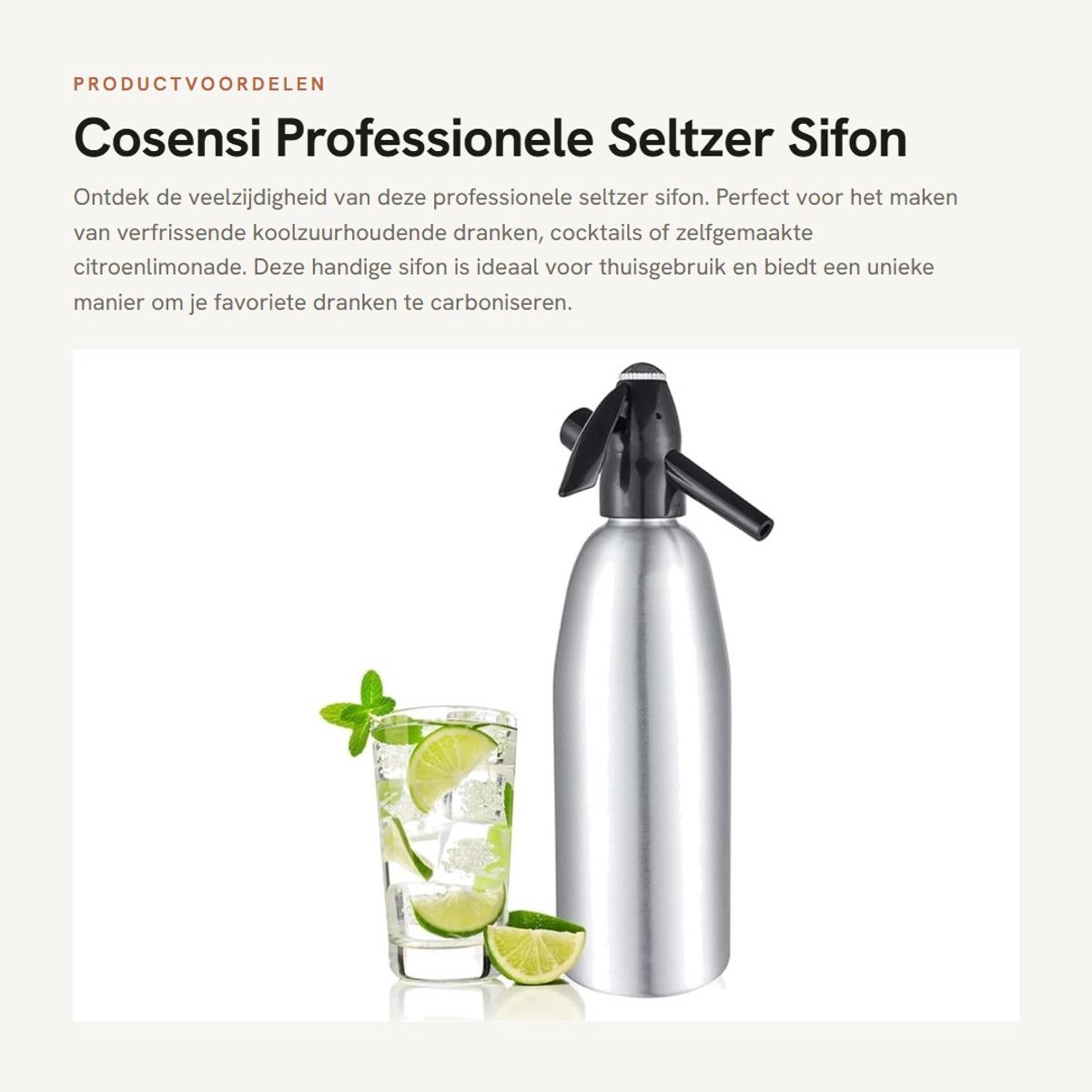 Dailygoods- Sifon 1L Professionele Legering - Soda Machine - Koolzuurhoudende Drank Dispenser - Handmatige Carbonator - Drukregelaar - Herbruikbaar en Duurzaam - Soda Maker