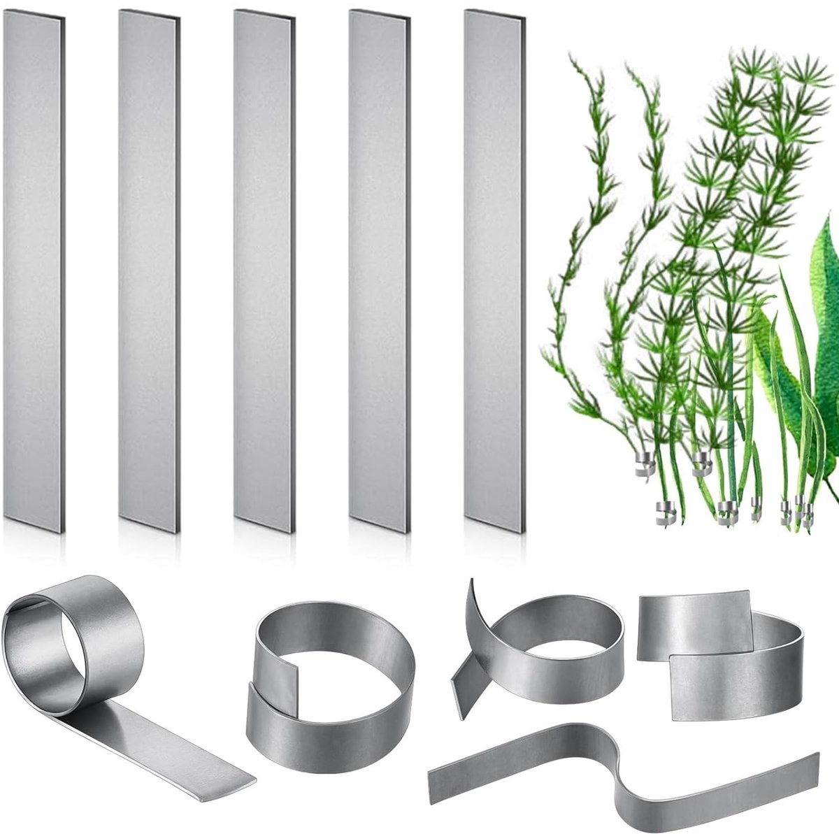 Dailygoods- Ankers Zilverkleurig - Gewichten Set - Opvouwbaar - Versterkte Gewichten - Voor Aquariumplanten - Materiaal: Lood - Maat: 225 x 1,5 mm