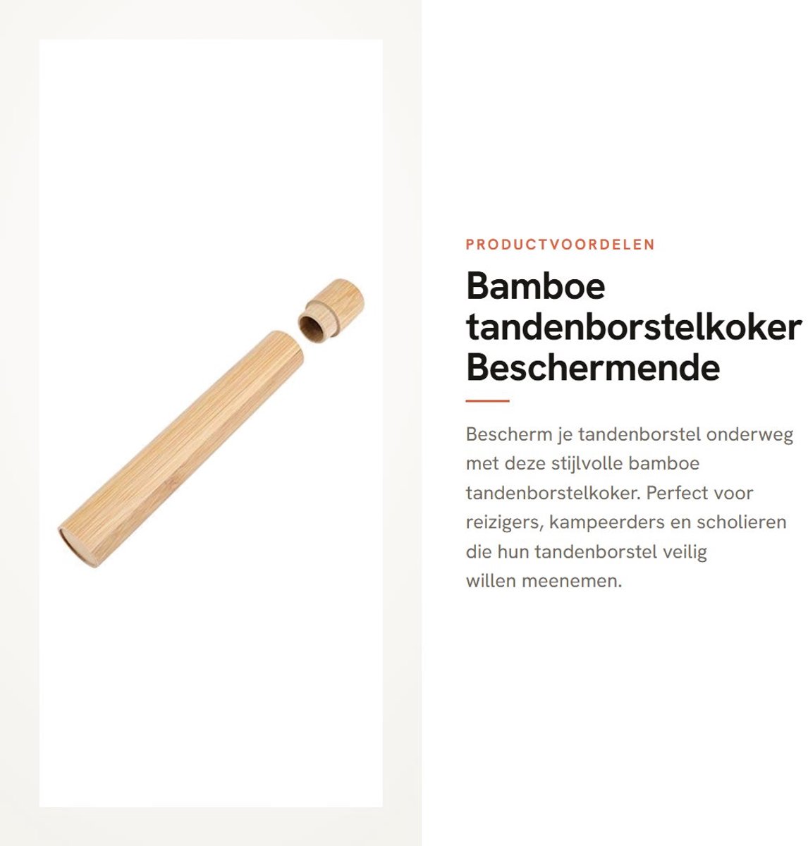 Dailygoods- Tandenborstelkoffer Draagbaar - Bamboe - Beschermende Doos - Reizen/Camping - Milieuvriendelijk - Afmetingen 21x2,8cm - Tandenborstelhouder