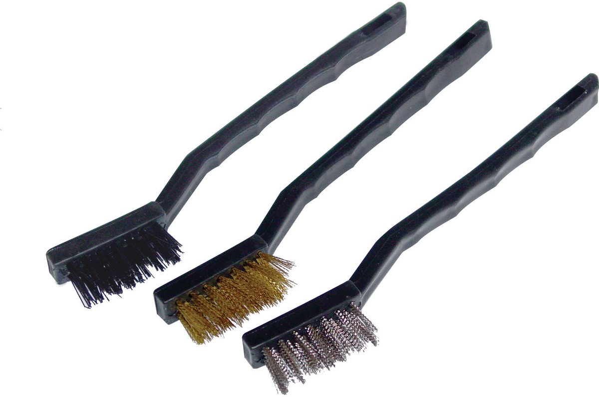Staalborstelset 7 Inch 3 Delig – Messing, Staal en Nylon Borstels – Reinigingsborstel Set – TOOLTECH