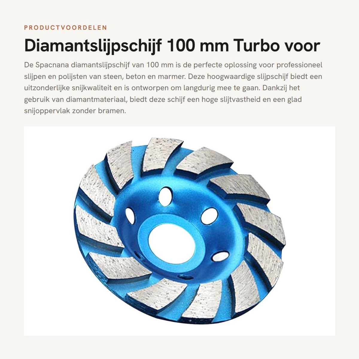 Dailygoods- Diamantslijpschijf 100 mm Turbo - Slijpwiel Type Kom - Blauw - Slijpschijf voor Steen/Beton/Marmer - Hoge Slijtvastheid - Eenvoudige Installatie