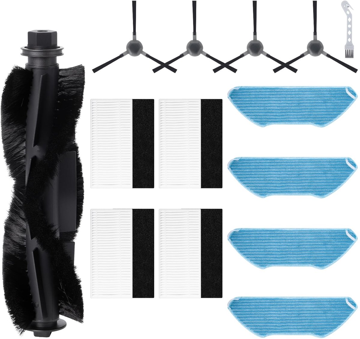 Dailygoods- Accessoire Set - Vervangingsonderdelen voor Lefant M1 Robotstofzuiger - 1 Hoofdborstel - 4 Filters - 4 Mop Pads - 4 Zijborstels - 1 Reinigingsborstel - Robotstofzuiger Accessoires