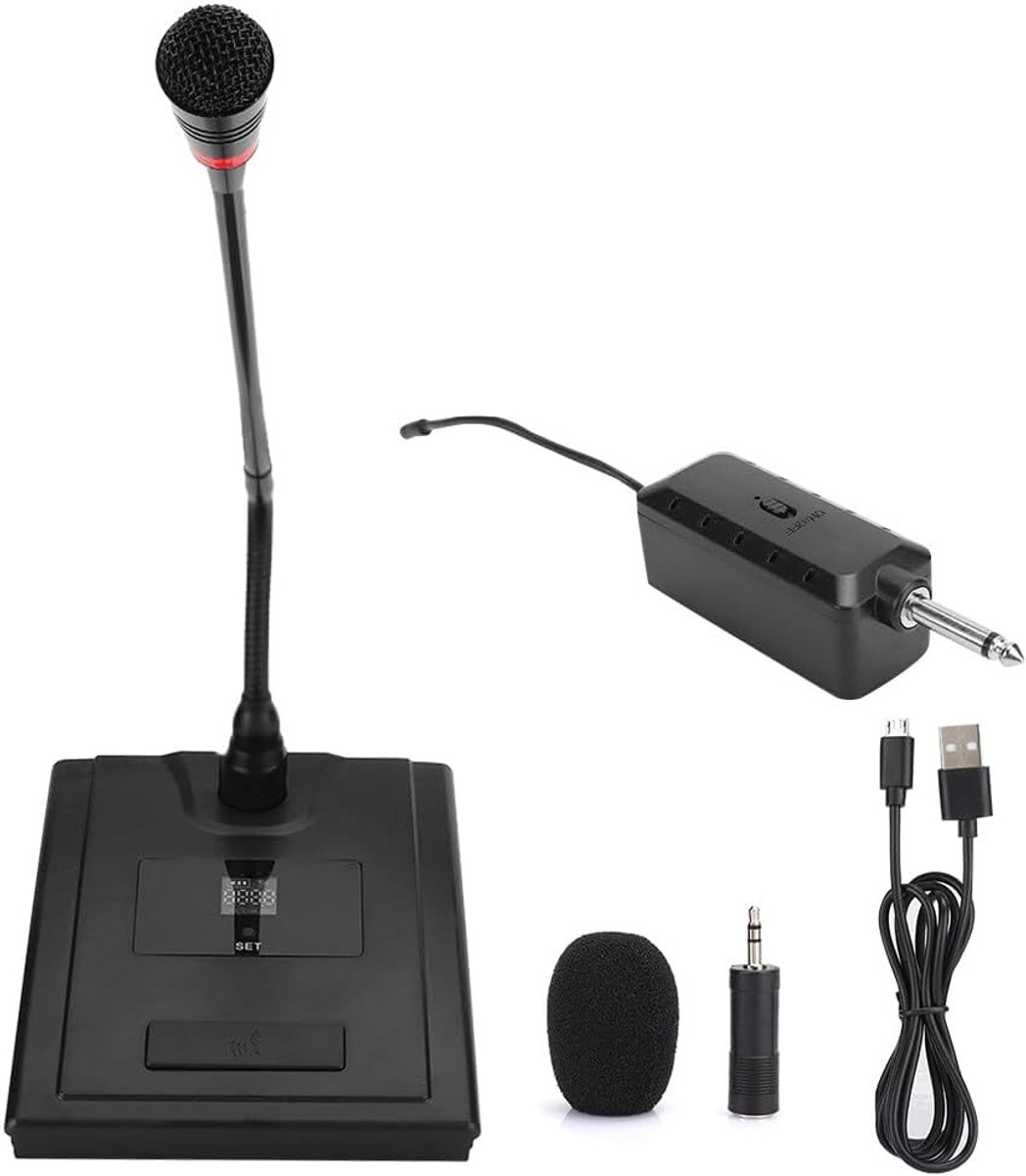 Draadloze Microfoon - Desktop Microfoon - Presentaties Geven - 360 Graden Verstelbaar - 48 cm Hoog - Zwart