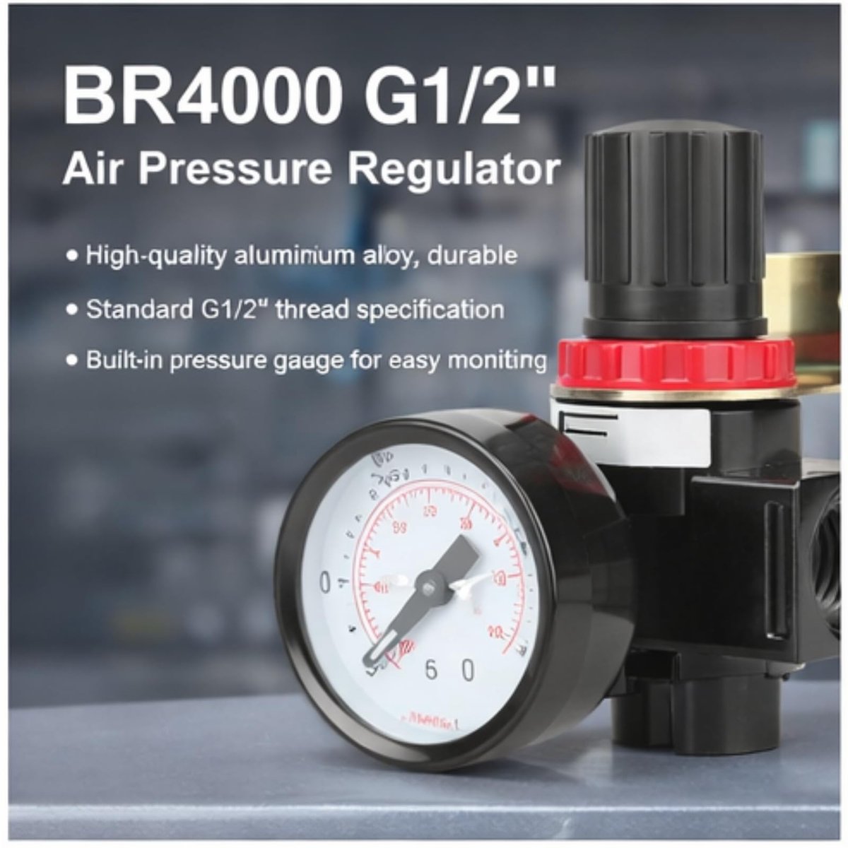 Dailygoods - BR4000 G1/2 Luchtregelcompressor - Drukregelklepmeter - Duurzaam en stevig - Geschikt voor industrieel gebruik - Optimale prestaties - Ho...