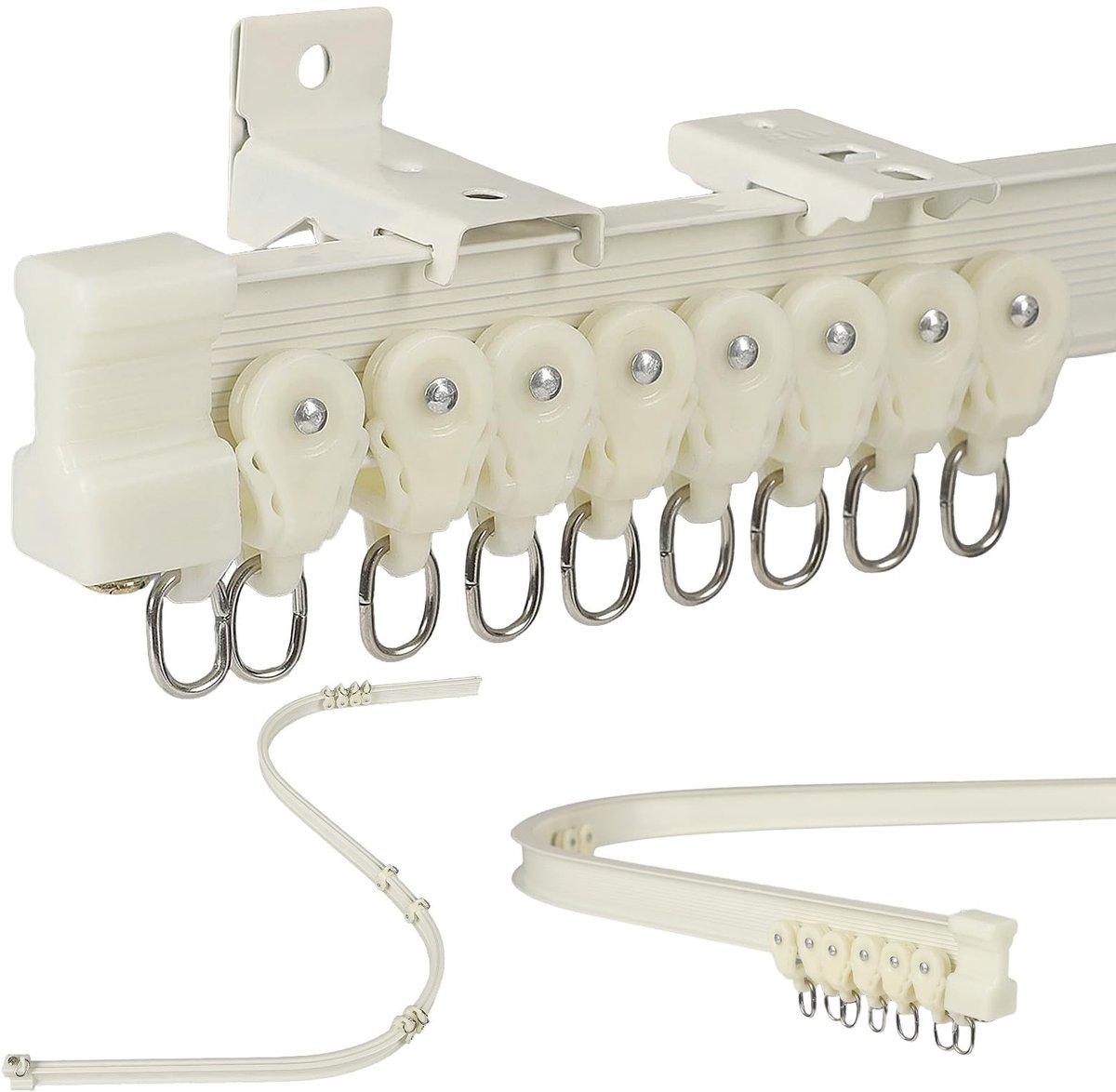 Dailygoods- Gordijnrail 4 m - Flexibele Aluminiumlegering - Plafond-/Wandmontage - Stil Glijden - Inclusief Montageonderdelen - Ideaal voor Ruimteverdeler - Gordijnsysteem