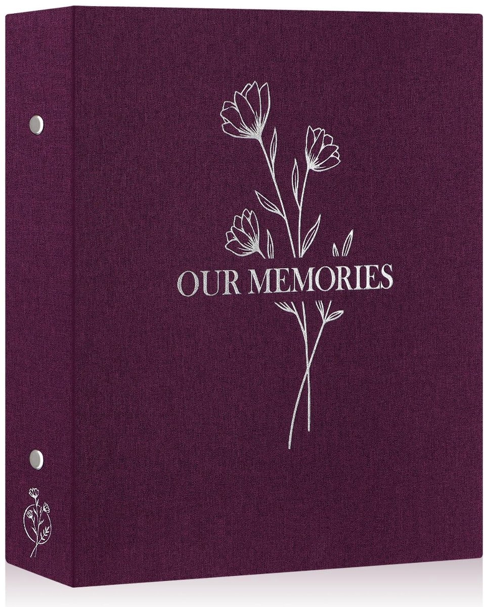 Dailygoods- Fotoalbum 10x15 cm - Insteekalbum voor 400 foto's - Linnen omslag - Waterdicht - Luxe zilveren print - Zuurvrij en stofvrij - Herinneringsalbum