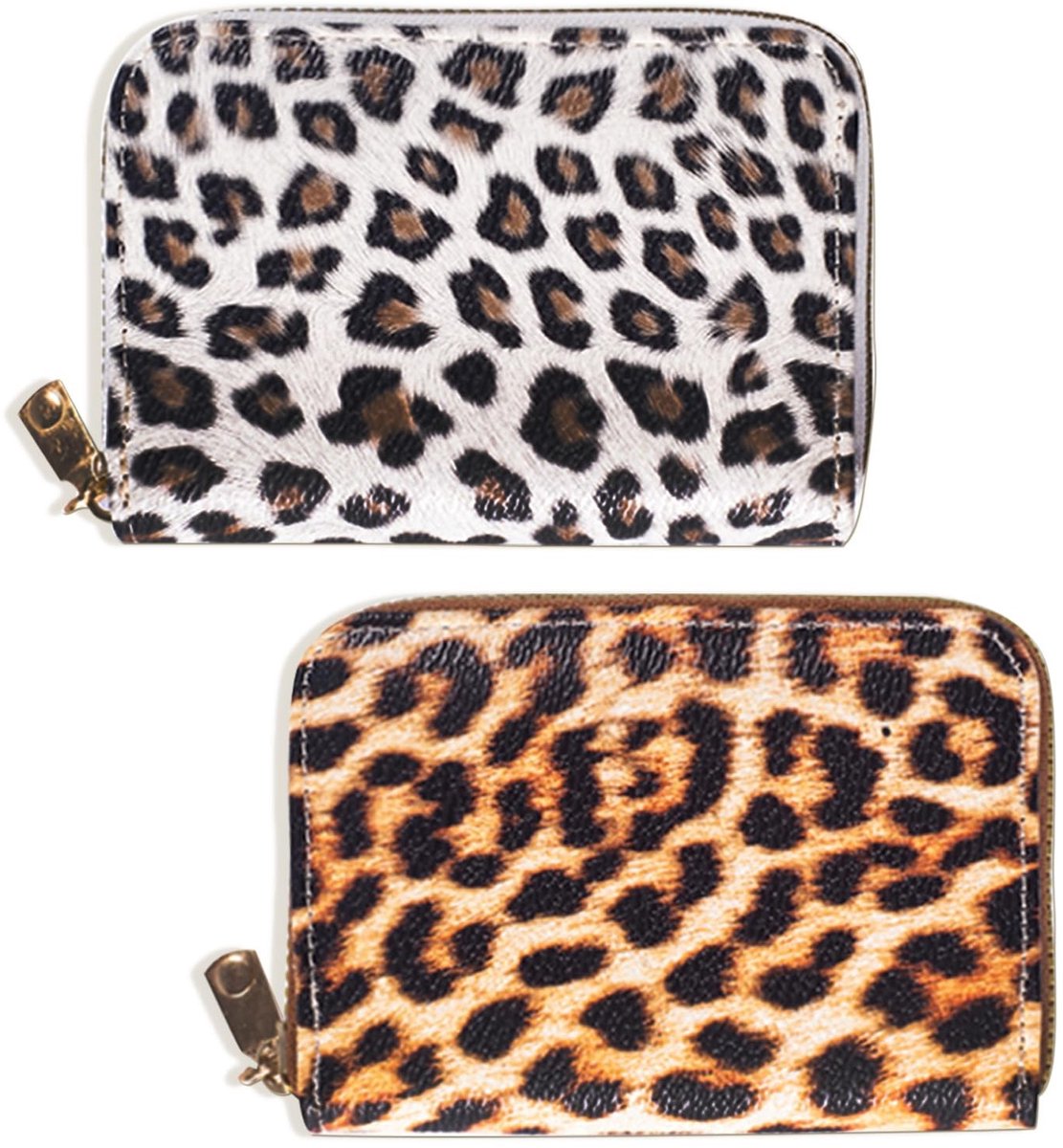 Dailygoods- Portefeuille Dames RFID-Blokkerend - 2 Stuks - Compacte PU-Kaartbescherming - Luipaardprint - Duurzaam - Veiligheidsfunctie - Kaarthouder