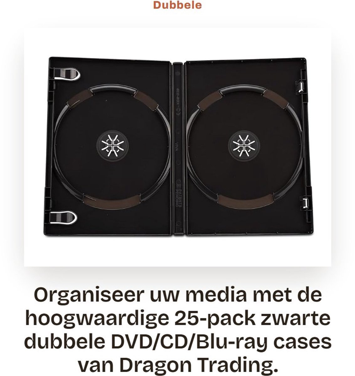 Dailygoods- CD/DVD/Blu-ray Hoesjes Premium Kwaliteit - Dubbele 14mm - 25 Stuks - Kunstwerk Invoegen - Boeklet Clips - Robuuste Behuizing - Dvd Cases