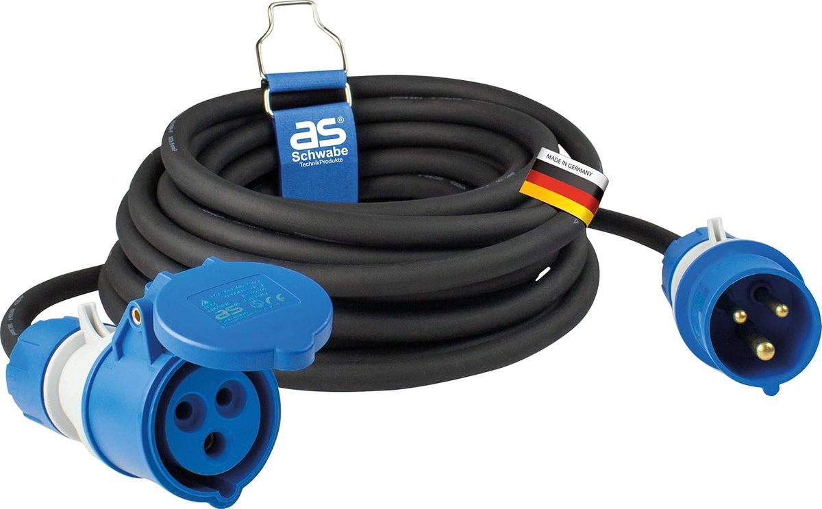 CEE Verlengkabel - Caravan Kabel - Stroomvoorziening Buiten - Spatwaterdicht IP44 - 10 meter - Blauw