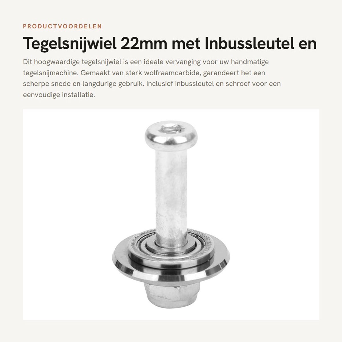 Dailygoods- Tegelsnijwiel 22×6 mm - Vervangingssnijwieltje - Hardmetalen Keramische Snijder - Inclusief Inbussleutel - Voor Handmatige Tegelsnijmachin
