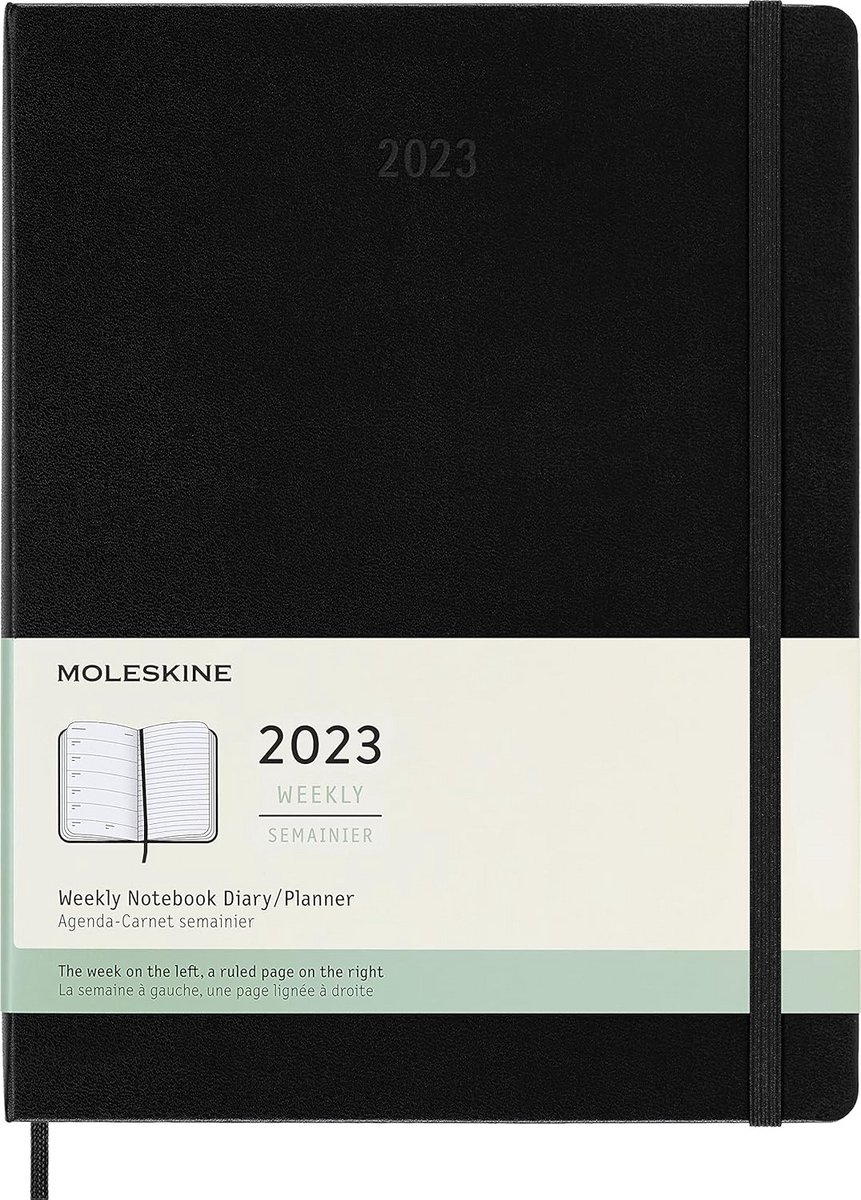 Weekplanner 2023 - Agenda Notitieboek - Planning Maken - Harde Kaft - XL 19x25 cm - Zwart