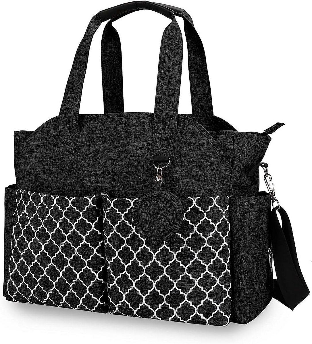 Baby Luiertas - Mummy Bag - Baby Verzorging - Waterdichte Stof - 40 x 15 x 29 cm - Zwart