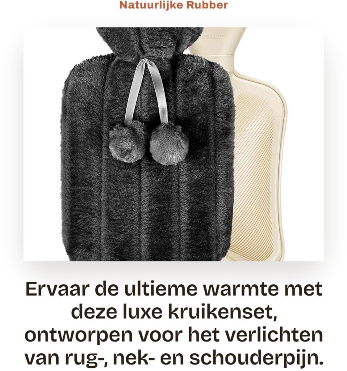 Dailygoods- Warmtebehoudartefact 2L - Natuurlijke Rubber - Pluche Hoes - Geurloos - Veilig - Duurzaam - Kruik