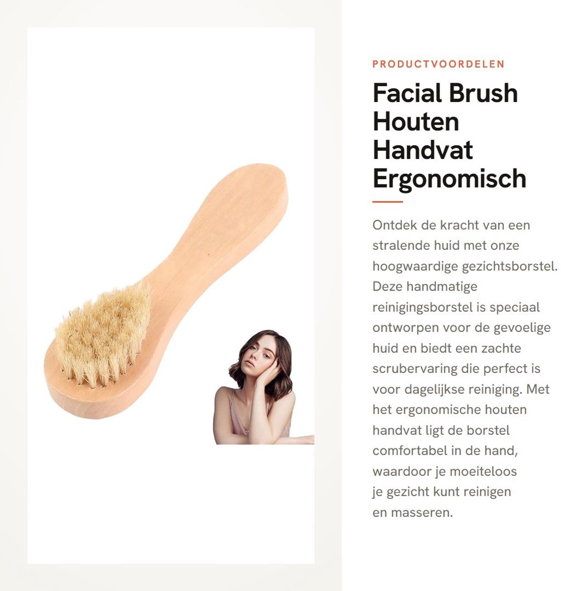 Dailygoods- Gezichtsborstel Ergonomisch - Houten Handgreep - Zachte Scrub - Gezichtsreinigingsborstel - Peeling en Massage - Hoogwaardig Materiaal