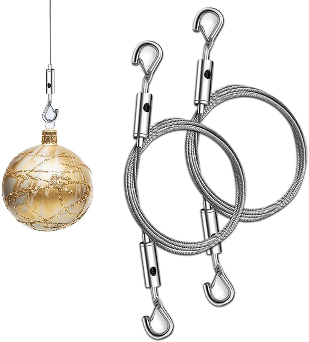 Dailygoods- Staalkabel 3 Meter Lang - Roestvrij Staal - Verstelbare Lengte - Hoge Draagcapaciteit - Set van 2 - Duurzaam Materiaal - Draadkabel