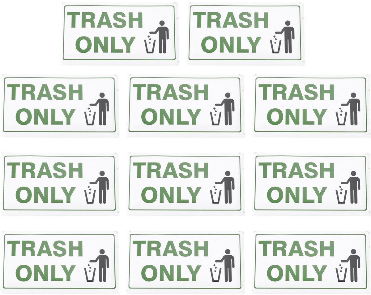 Dailygoods- Prullenbak Sticker 10 Stuks - Waarschuwing Sticker - PVC - Zelfklevend - 13x25,7 mm - Geschikt voor Huizen/Kantoren - Vuilnisbak Sticker
