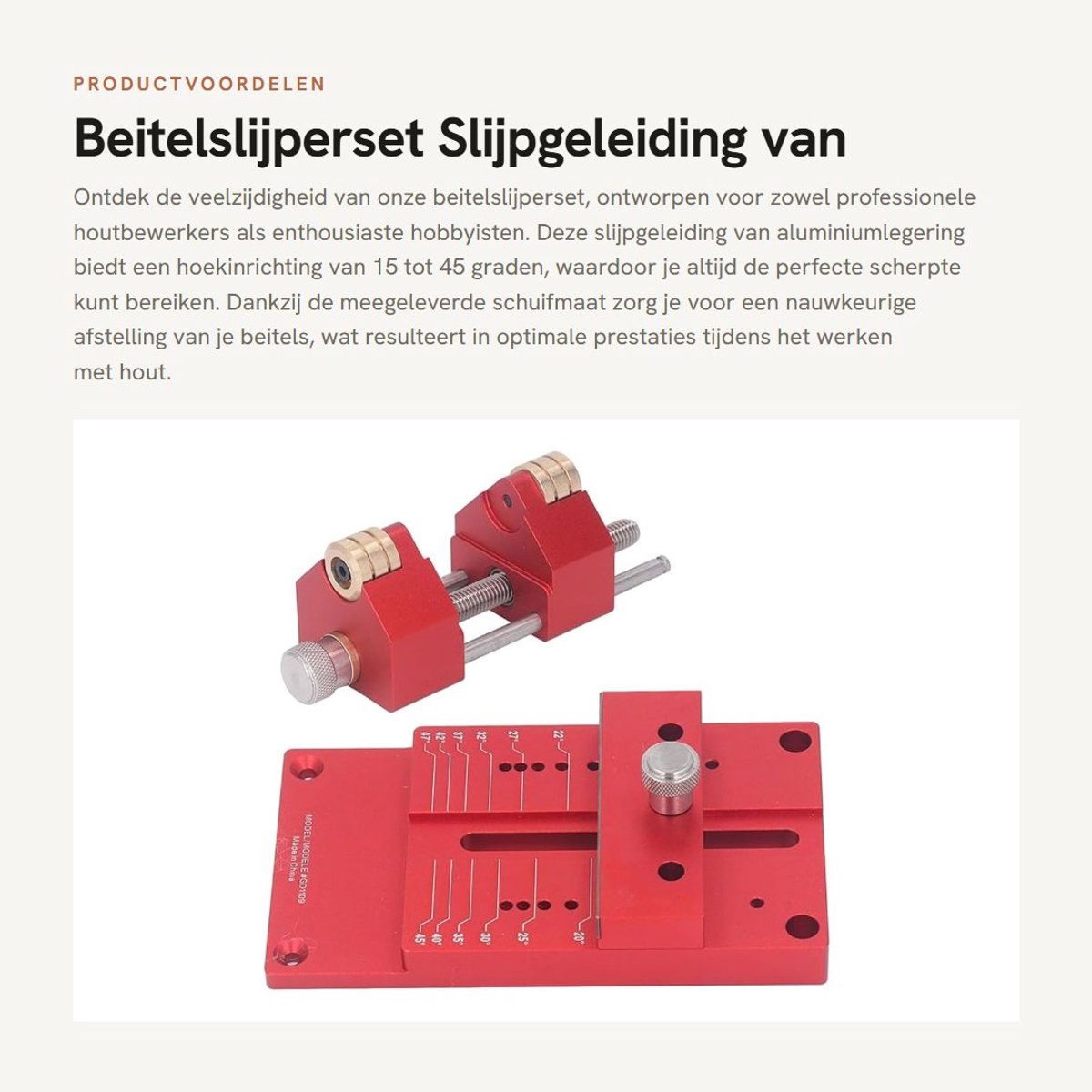 Dailygoods- Beitelslijperset met slijpgeleiding - Aluminiumlegering - Hoekinrichting 15-45 graden - Nauwkeurige beitel - Gereedschap voor houtbewerking - Schuifmaat - Slijpsteen