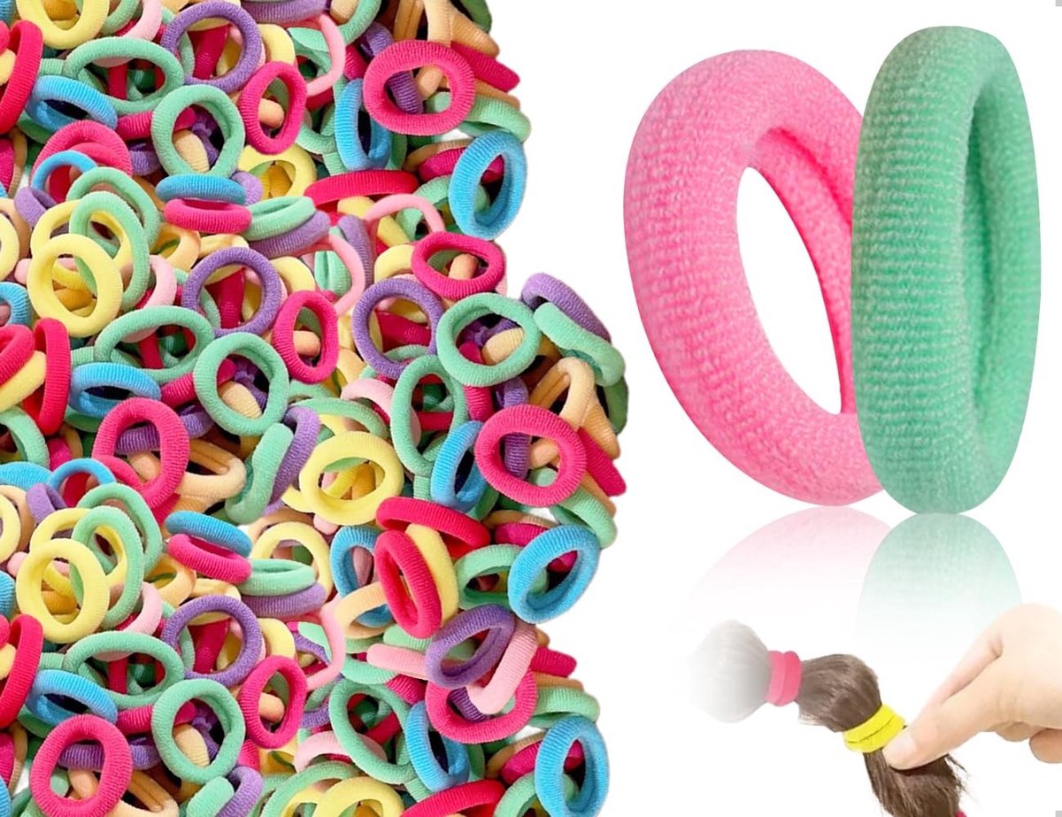 Dailygoods- Haarelastiekjes 100 stuks - Kleine Elastische Haarbanden - Bonbonkleurig - Geschikt voor Dames/Kinderen - Duurzaam en Comfortabel - Haarband