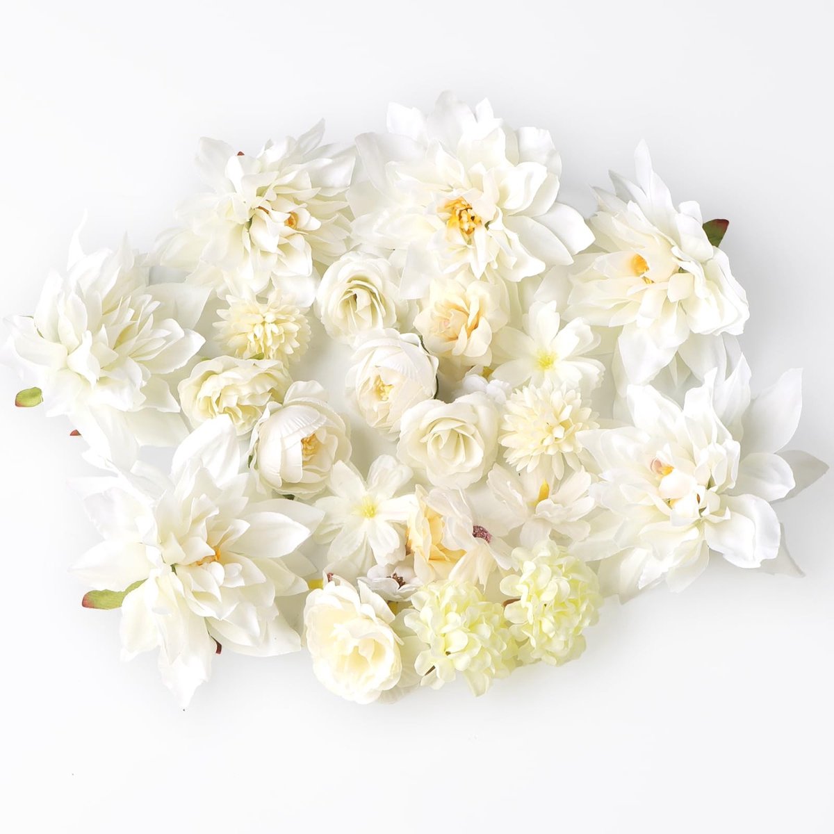 Dailygoods- Kunstbloemen 26 Stuks - Mini Kunstbloemkoppen - Verschillende Soorten - Kunstdecoratie - Bruiloft/Feest - Stof 2-10 cm - Nep Bloemen