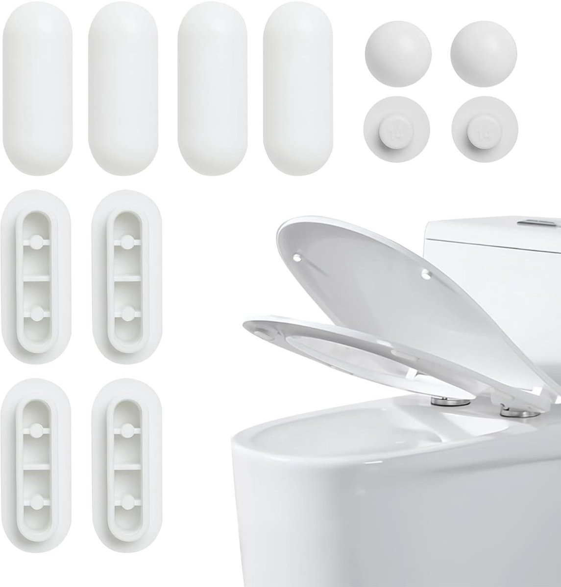 Dailygoods- Toiletzitting Softclose - 12 Stuks - Toiletzitting Buffers - Toiletzitting Ondersteuning - Rubber Buffers - Hoogwaardige ABS Kunststof - Verbeterde Stabiliteit - Toiletbuffer