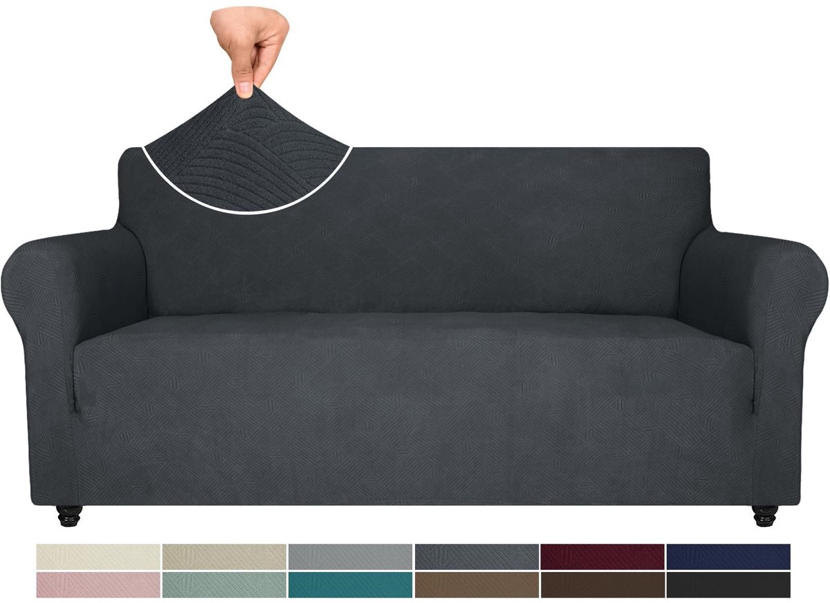 Dailygoods - Stretch Bankhoes - Elastische Bankhoezen - Krasbestendig - Donkergrijs - Universele Sofahoes - Geschikt voor Thuis - 3 Zits