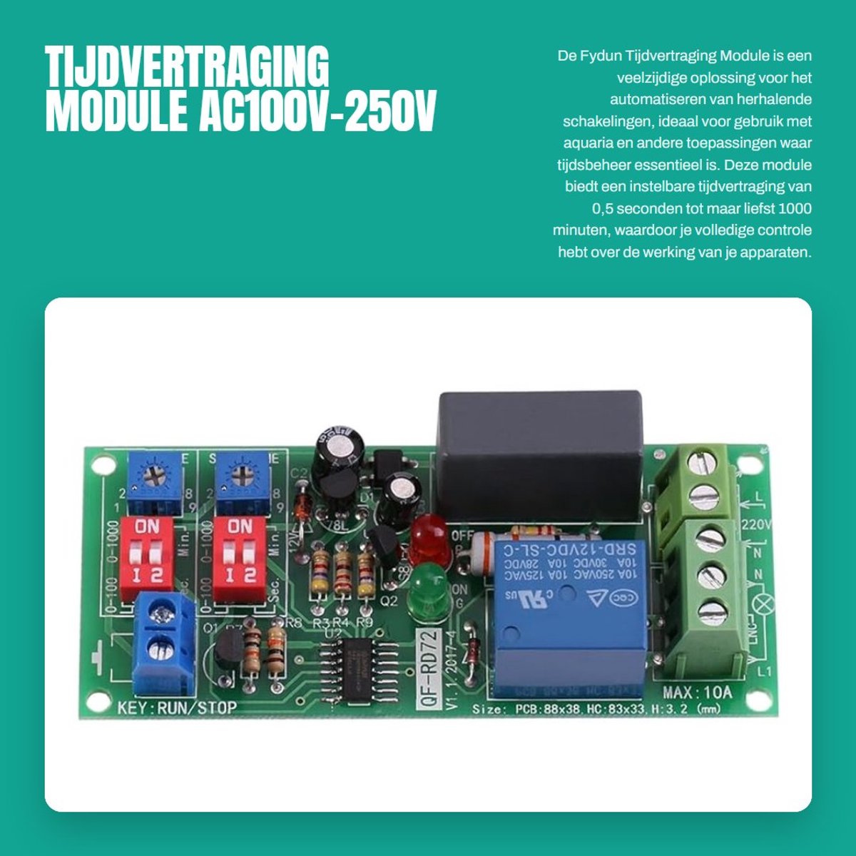 Dailygoods - Tijdvertraging Module - AC100V-250V - Verstelbare cyclus voor pompen - Ideaal voor intermittent gebruik - Efficiënte werking - Geschikt v...