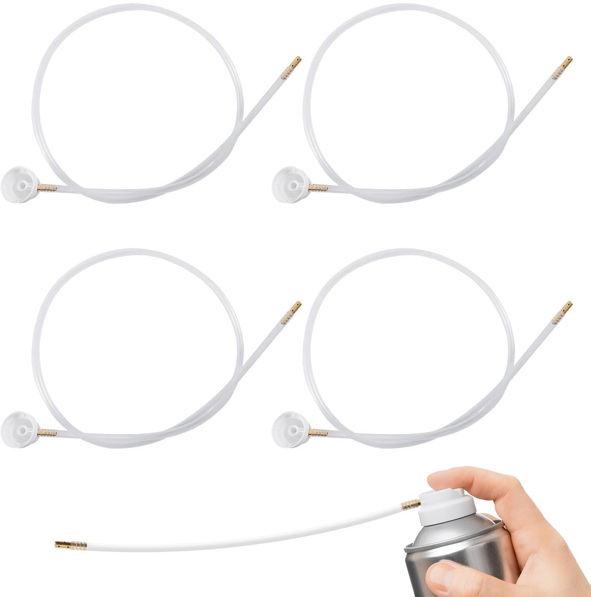 Dailygoods- Spuitbusverlenging 60 cm - Sproeikop met 360 graden verlengslang - 4 x Verlengingen - PP/Metaal - Schildergereedschap - Sproeimondstuk